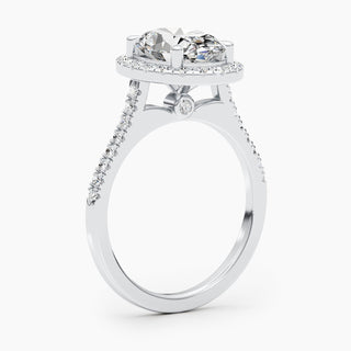 Bague de fiançailles avec diamant ovale E-VS Halo de 2,55 ct cultivé en laboratoire 