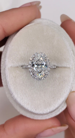 2.55ct Oval E-VS Halo Lab Grown Diamond Engagement Ring