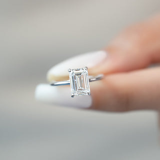 1.50 - 3.50 CT Emerald Cut CVD Diamond Pave Engagement Ring