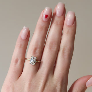 Bague de fiançailles avec diamant solitaire CVD taille émeraude de 2,0 à 3,0 ct