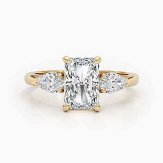 2.62ct Radiant E-VS Three Stones Lab Grown Diamond Engagement Ring