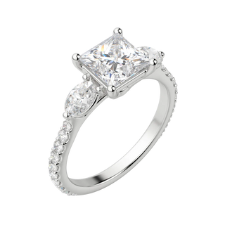 2.78CT Princess Cut Three Stone Moissanite Engagement Ring