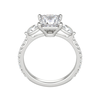 Bague de fiançailles à trois pierres en moissanite taille princesse de 2,78 ct 