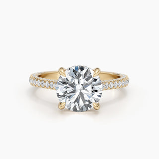 Bague de fiançailles pavée de diamants cultivés en laboratoire avec halo caché de 2,8 ct F-VS 