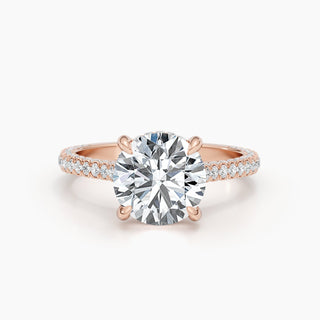 Bague de fiançailles pavée de diamants cultivés en laboratoire avec halo caché de 2,8 ct F-VS 