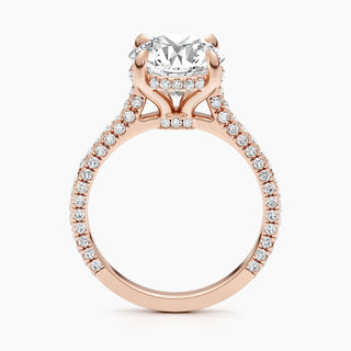 Bague de fiançailles pavée de diamants cultivés en laboratoire avec halo caché de 2,8 ct F-VS 