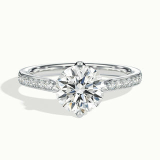 1.0CT Round Cut Diamond Pave Moissanite Engagement Ring