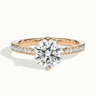 Bague de fiançailles avec diamants pavés en moissanite à taille ronde de 2,0 ct