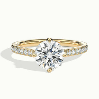 Bague de fiançailles en moissanite pavée de diamants taille ronde de 1,0 ct