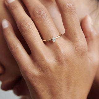 Bague de fiançailles avec solitaire en diamant CVD de forme marquise de 0,10 carat