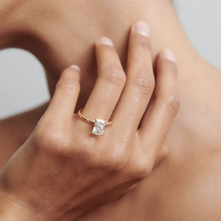 Bague de fiançailles avec diamant solitaire CVD radiant de 1,0 à 3,0 ct