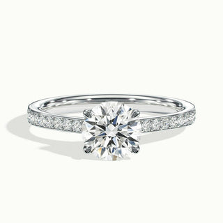 Bague de fiançailles pavée de moissanite à taille ronde de 1,0 ct