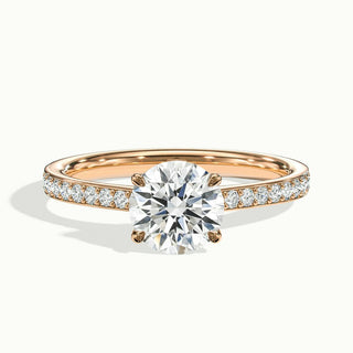 Bague de fiançailles pavée de moissanite à taille ronde de 1,0 ct