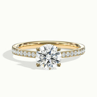 1.0CT Round Cut Moissanite Channel Pave Engagement Ring