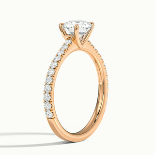 Anillo de compromiso con diamantes de moissanita pavé de talla redonda de 1,0 ct