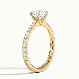 Anillo de compromiso con diamantes de moissanita pavé de talla redonda de 1,0 ct