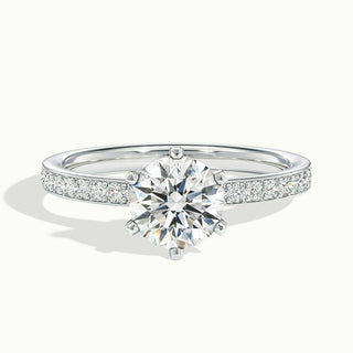 Bague de fiançailles en diamants pavés sertis canal en moissanite à taille ronde de 1,50 ct