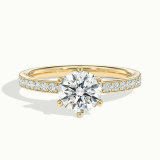 1.50CT Round Cut Moissanite Channel Set Pave Diamond Engagement Ring