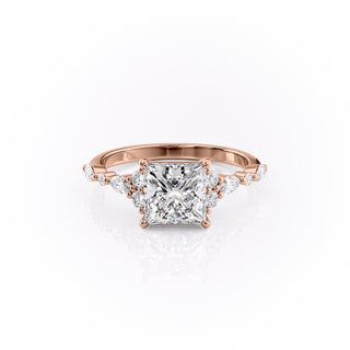 Bague de fiançailles en grappe de moissanite de forme princesse de 2,08 ct