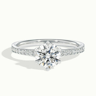 Bague de fiançailles avec diamants pavés sertis canal et moissanite à taille ronde de 2,0 ct