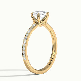 Bague de fiançailles avec diamants pavés sertis canal et moissanite à taille ronde de 2,0 ct