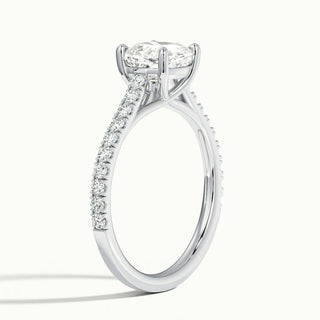 1.0CT Cushion Cut Pave Diamond Moissanite Engagement Ring