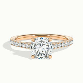 Bague de fiançailles avec diamants pavés en moissanite taille coussin de 2,0 ct