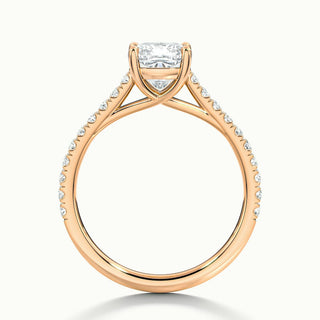 Bague de fiançailles en moissanite pavée de diamants taille coussin de 1,0 ct