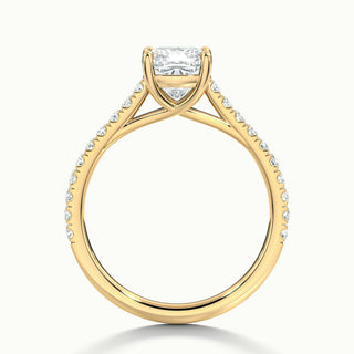 Bague de fiançailles en moissanite pavée de diamants taille coussin de 1,0 ct