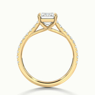 Bague de fiançailles en moissanite pavée de diamants taille émeraude de 1,50 ct