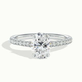 Bague de fiançailles pavée de diamants en moissanite à taille ovale de 1,50 ct