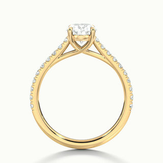 Bague de fiançailles pavée de diamants en moissanite à taille ovale de 1,50 ct