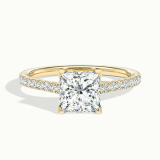 1.50CT Princess Cut Diamond Pave Moissanite Engagement Ring