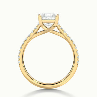 Bague de fiançailles en moissanite pavée de diamants taille princesse de 1,50 ct