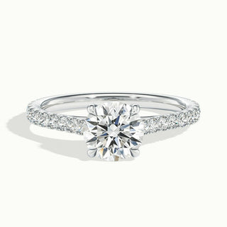 Bague de fiançailles en moissanite avec diamants ronds pavés de 2,0 ct