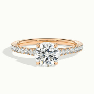 Bague de fiançailles en moissanite avec diamants ronds pavés de 2,0 ct