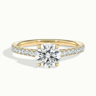 Bague de fiançailles en moissanite avec diamants ronds pavés de 2,0 ct