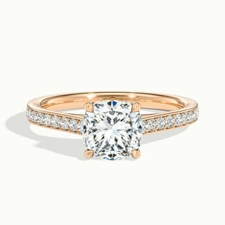 Bague de fiançailles en moissanite pavée taille coussin 1,0 ct