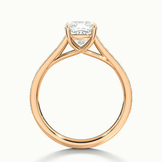 Bague de fiançailles en moissanite pavée taille coussin 1,0 ct