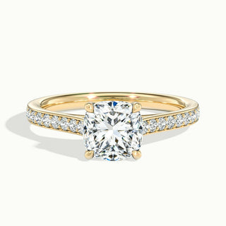 Bague de fiançailles en moissanite pavée taille coussin 1,0 ct