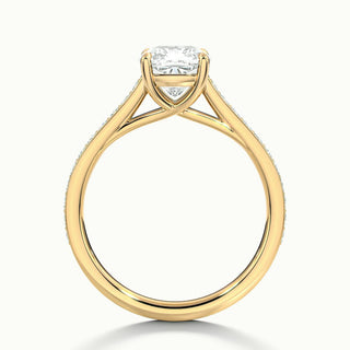 Bague de fiançailles en moissanite pavée taille coussin 1,0 ct