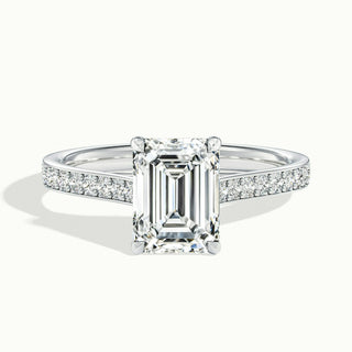 Bague de fiançailles pavée de moissanite et de diamants taille émeraude de 1,50 ct