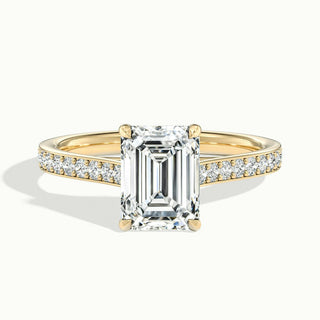 Bague de fiançailles pavée de moissanite et de diamants taille émeraude de 1,50 ct