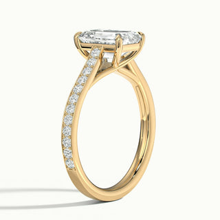 1.50CT Emerald Cut Diamond Moissanite Pave Engagement Ring