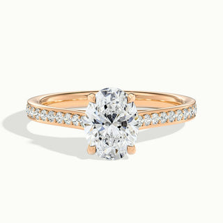 Bague de fiançailles avec diamants en moissanite à taille ovale pavée de 2,0 ct