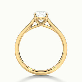 Bague de fiançailles avec diamants en moissanite à taille ovale pavée de 2,0 ct