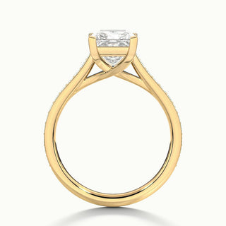 Bague de fiançailles en moissanite pavée de diamants taille princesse de 1,50 ct