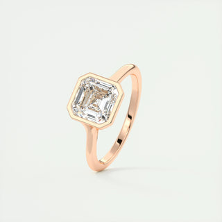 Anillo de compromiso con solitario de diamantes Asscher F- VS1 de 2 quilates