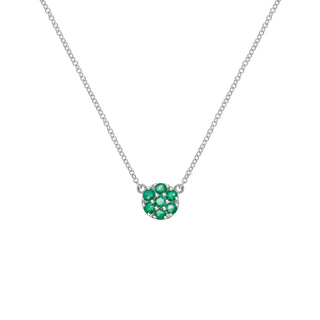 Collier avec diamant émeraude rond de 0,25 ct et pierre de naissance du mois de mai