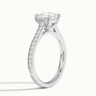 1.50CT Cushion Cut Moissanite Channel Set Pave Diamond Engagement Ring